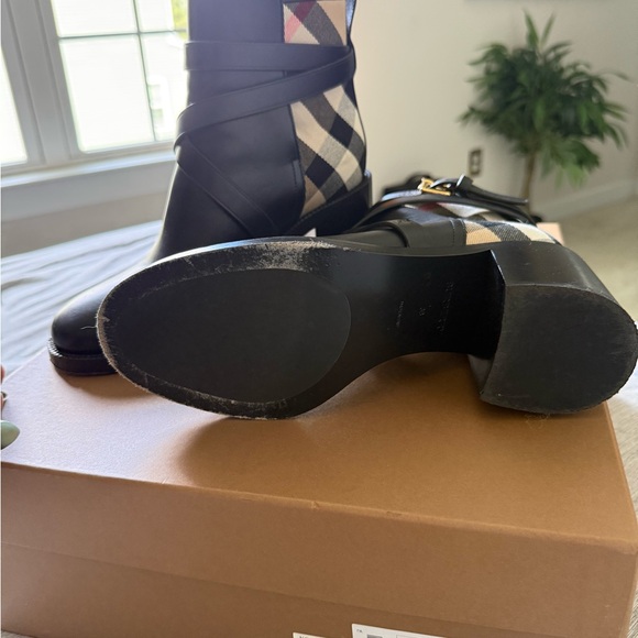 Authentic Burberry Black and Cream Check Ankle Booties - Picture 5 of 7